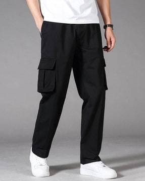 men flat-front flared cargo pants