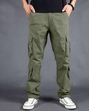 men flat-front loose cargo pants