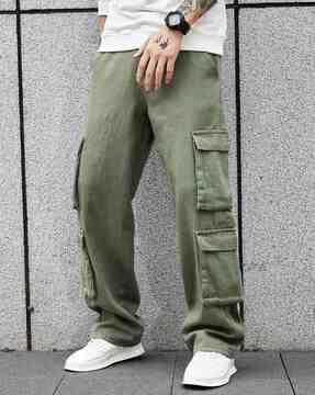 men flat-front loose cargo pants