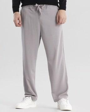 men flat front loose pants with drawstring waist