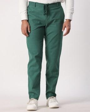 men flat-front pants with semi-elasticated waist