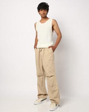 men flat-front parachute fit pants