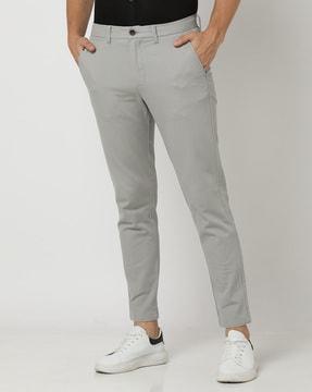 men flat-front progy dobby cropped fit trousers