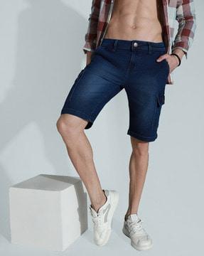 men flat-front regular fit denim shorts