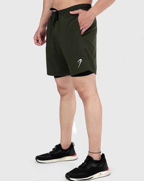 men flat-front regular fit knit shorts