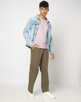 men flat-front regular fit pants