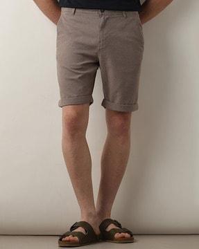 men flat-front regular fit shorts