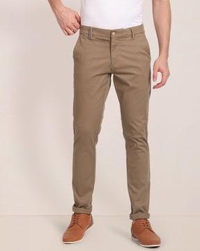 men flat-front regular fit trousers