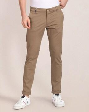 men flat-front regular fit trousers