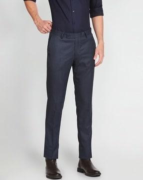 men flat-front regular fit trousers