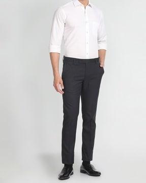 men flat-front regular fit trousers