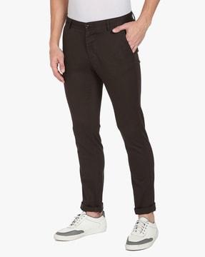 men flat-front regular fit trousers