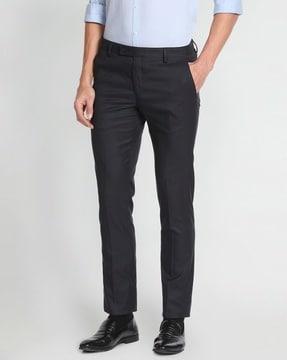 men flat-front regular fit trousers