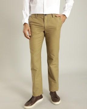 men flat-front regular fit trousers