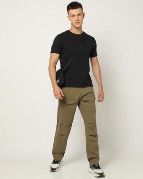 men flat-front relaxed fit cargo pants