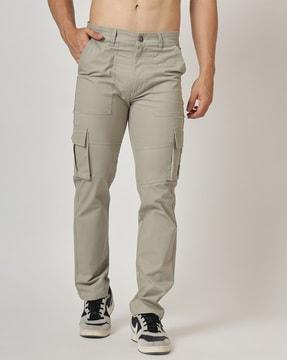 men flat-front relaxed fit cargo pants