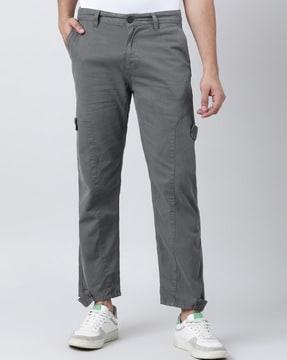 men flat-front relaxed fit pants with insert pockets
