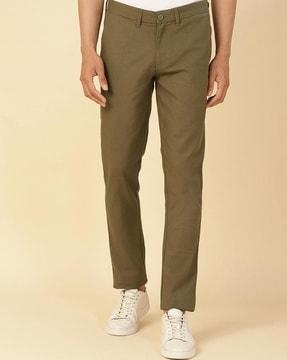 men flat-front relaxed fit pants