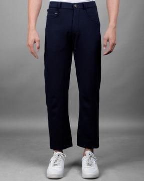 men flat-front relaxed fit pants