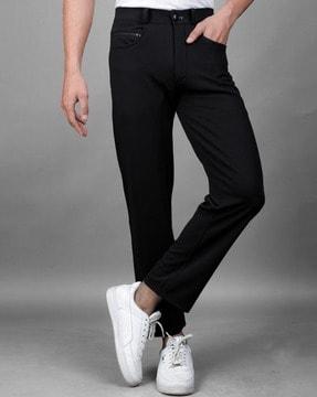 men flat-front relaxed fit pants