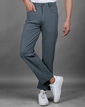 men flat-front relaxed fit pants