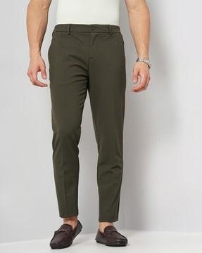 men flat-front relaxed fit trousers with insert pockets