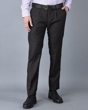 men flat-front relaxed fit trousers with insert pockets