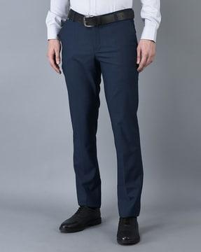 men flat-front relaxed fit trousers with insert pockets