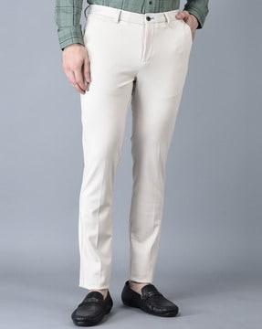 men flat-front relaxed fit trousers with insert pockets