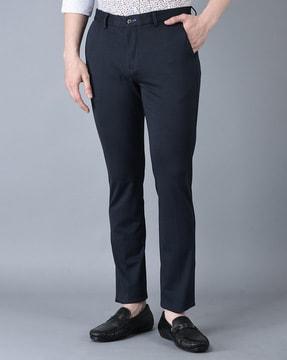 men flat-front relaxed fit trousers with insert pockets