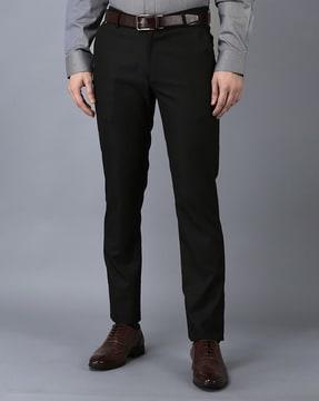 men flat-front relaxed fit trousers with insert pockets