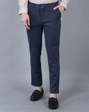 men flat-front relaxed fit trousers with insert pockets