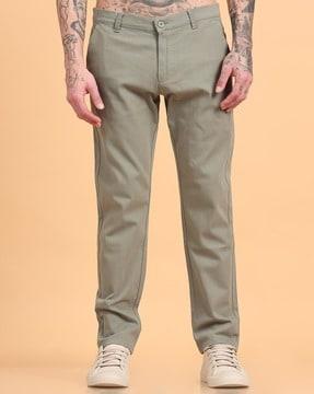 men flat-front relaxed fit trousers