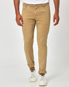 men flat-front skinny fit trousers