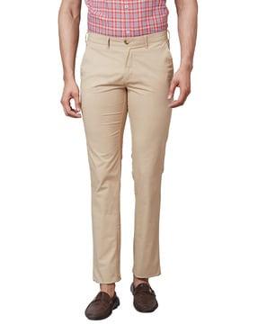 men flat-front skinny fit trousers