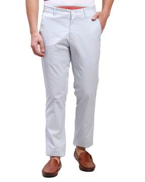 men flat-front skinny fit trousers