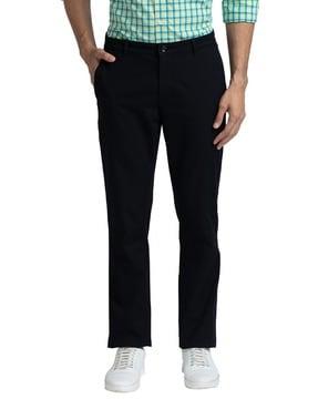 men flat-front skinny fit trousers