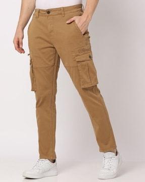 men flat-front slim fit cargo pants