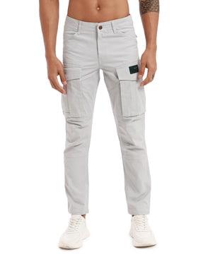 men flat front slim fit cargo pants