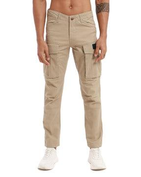 men flat front slim fit cargo pants