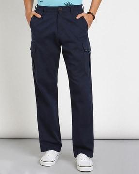 men flat-front slim fit cargo pants