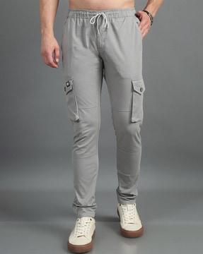 men flat-front slim fit cargo pants