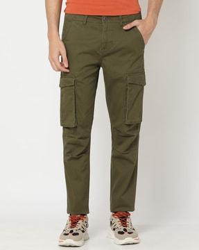 men flat-front slim fit cargo trousers