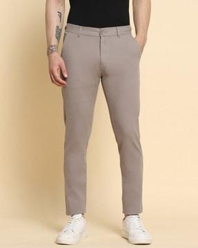 men flat-front slim fit chinos