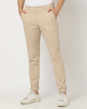 men flat-front slim fit chinos