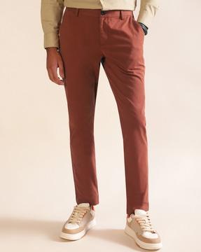 men flat-front slim fit chinos