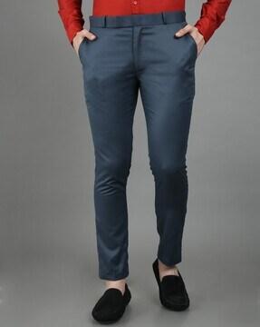 men flat-front slim fit pants