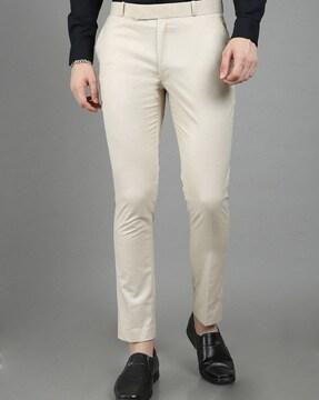 men flat-front slim fit pants