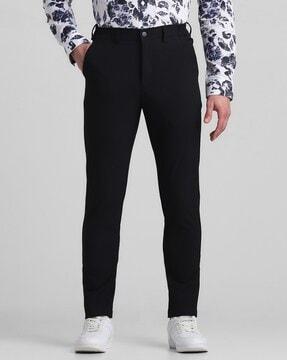 men flat-front slim fit pants