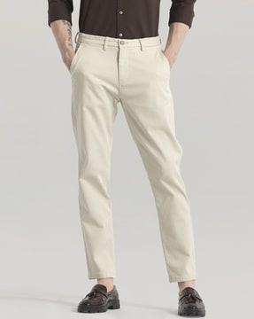 men flat-front slim fit pants